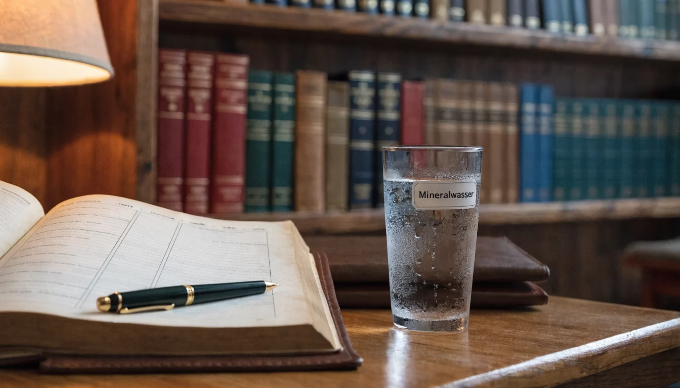 Buchhalterischer Schreibtisch mit Ledger und Stift